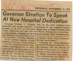 Governor Stratton To Speak At New Hospital Dedication, 1957 November by Advocate Aurora Health
