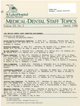 Medical-Dental Staff Topics, 1986, V20 N2, March by Advocate Health - Midwest