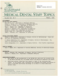 Medical-Dental Staff Topics, 1987, V21 N3, March