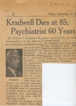 Death Notice, Dr. William T. Kradwell, December 10, 1965