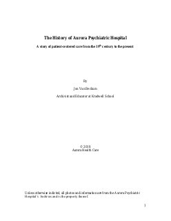 History of Aurora Psychiatric Hospital (an unpublished manuscript)
