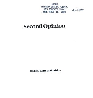 Second opinion: Health, Faith, and Ethics, 1986, V3, November