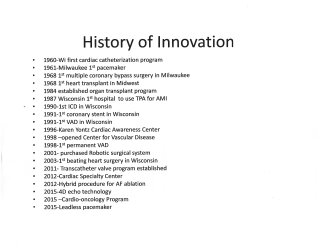 Aurora St. Luke's Medical Center: History of Innovation 1960-2015