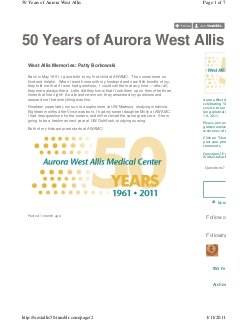 50 Years of Aurora West Allis - Hospital construction, 2011 January