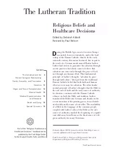 The Lutheran Tradition: Religious Beliefs and Healthcare Decisions, 2002