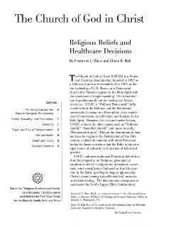 The Church of God in Christ: Religious Beliefs and Healthcare Decisions, 2003